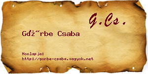Görbe Csaba névjegykártya